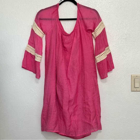 Women’s vava by Joy Han pink tassel sleeve off the shoulder dress nwt size L - Picture 3 of 10